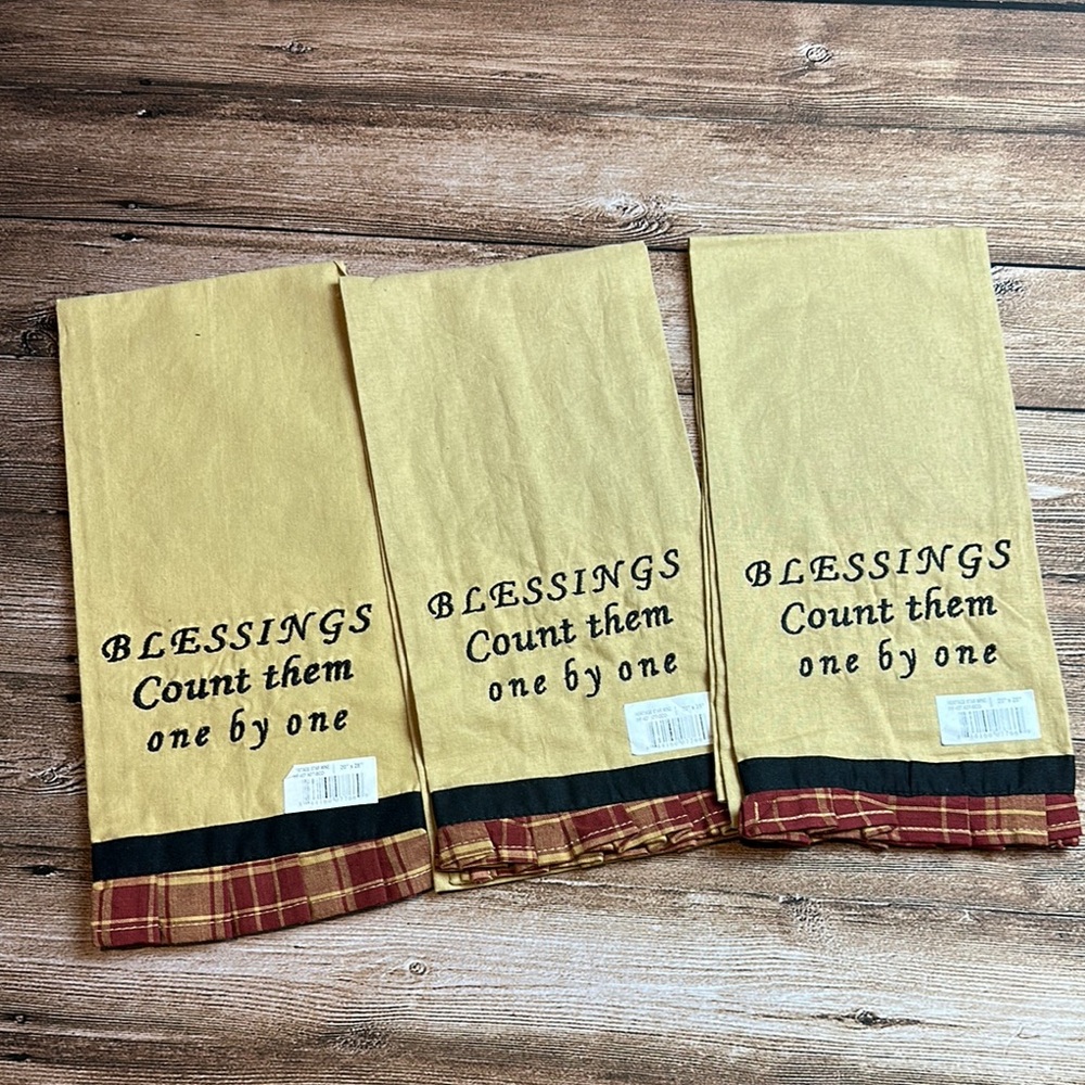 Lot of 3 - Towels - 20” x 28” - Blessings Count Them One by One